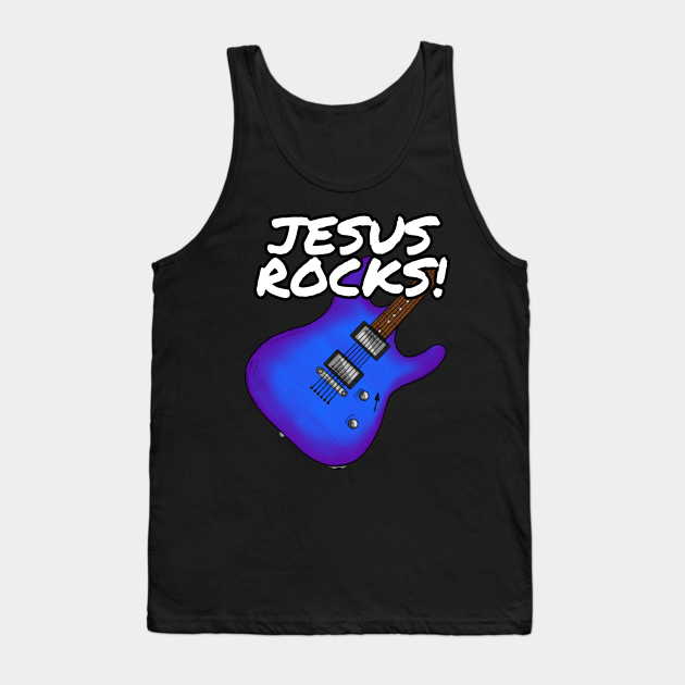 Jesus Rocks Electric Guitar Church Guitarist (Blue)